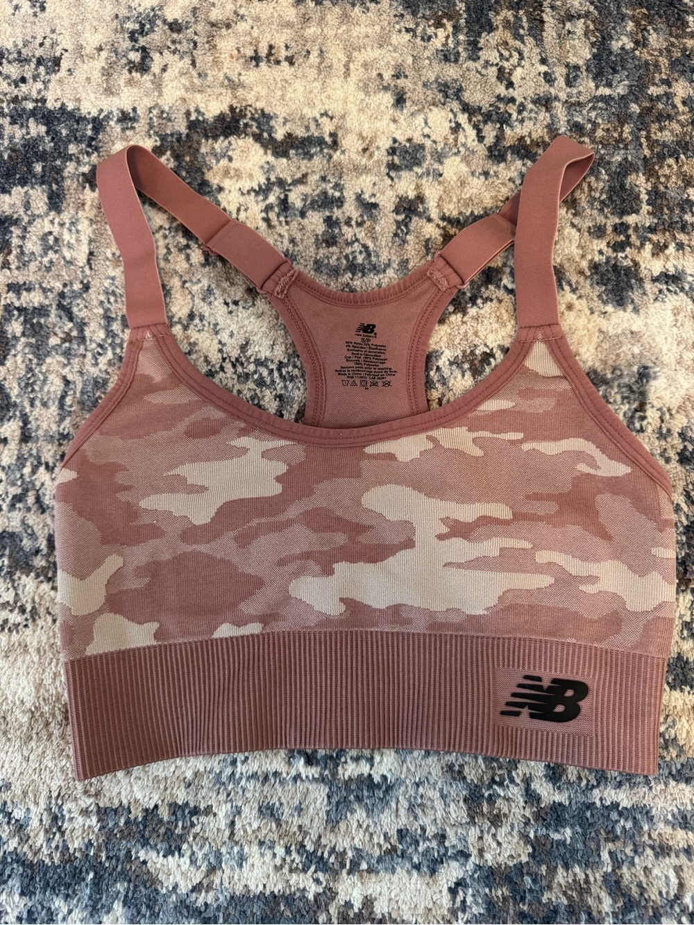 New Balance Rose Camo Seamless Racerback Sports Bra